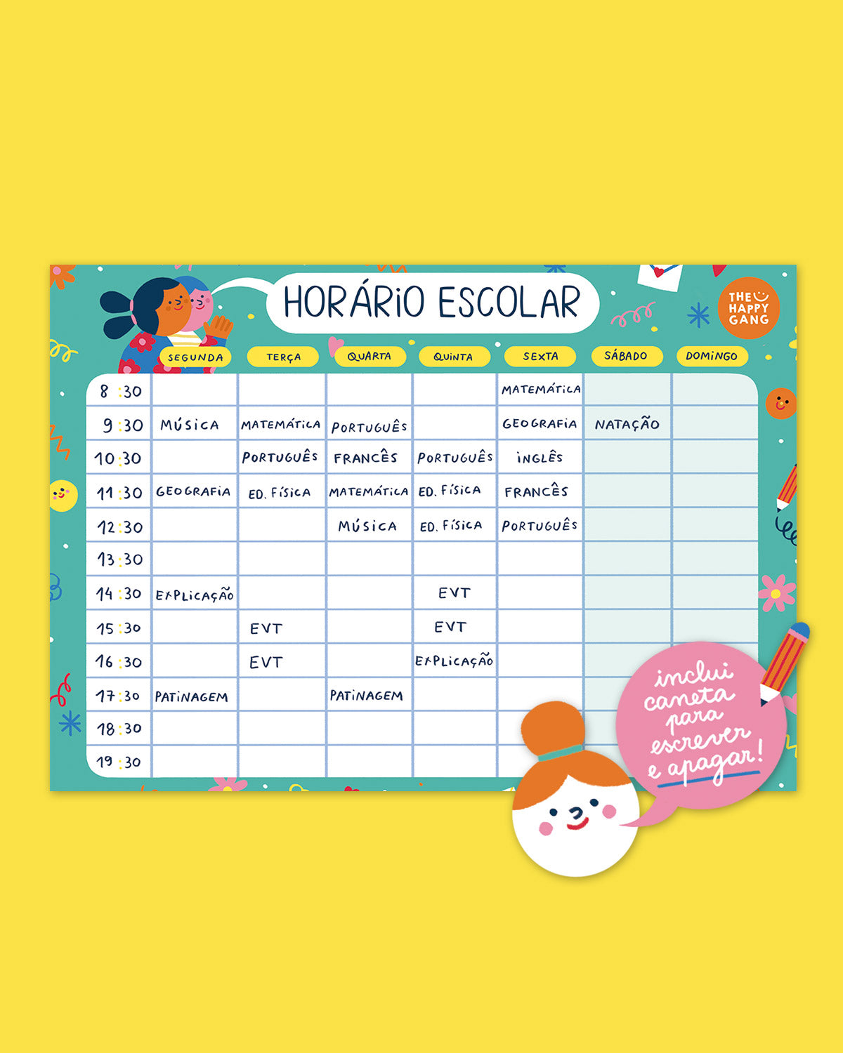 Horário Escolar Magnético - Horários - The Happy Gang