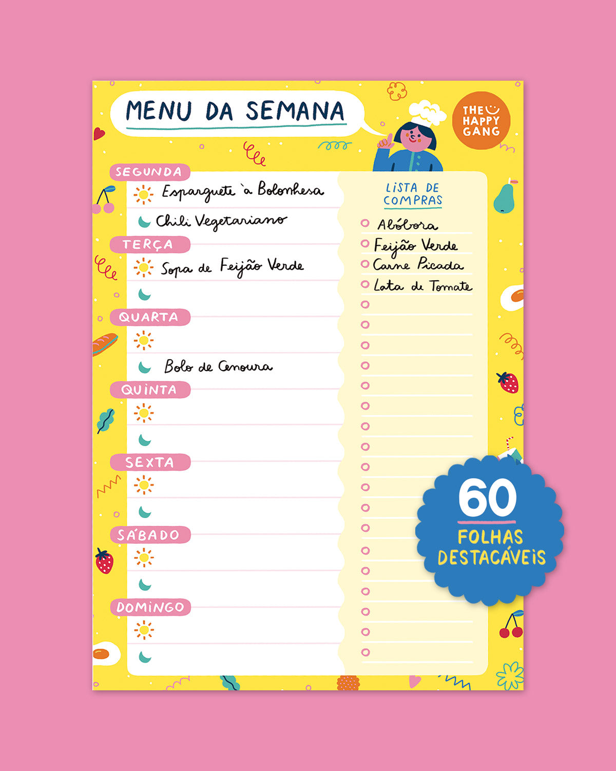 Bloco Menu Semanal - Planeadores - The Happy Gang
